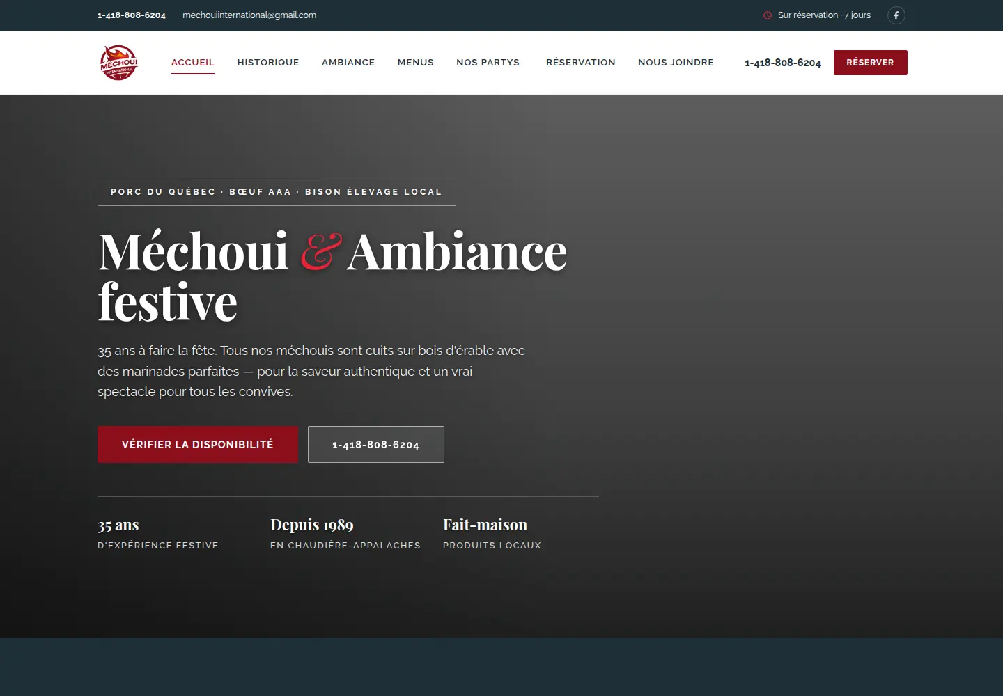 Site de traiteur événementiel conçu par Weberly pour Méchoui International